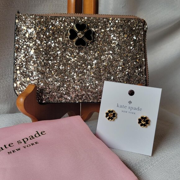 kate spade Handbags - Kate Spade Glitter Clutch - Gold and Black